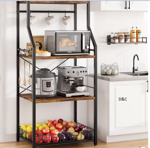 Kitchen Bakers Rack, Microwave Oven Stand with 2 Large Wire Basket