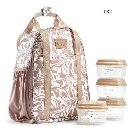 Fit & Fresh Marina Lunch Kit – Mushroom Liquid Marble: Insulated Set with 4 Containers