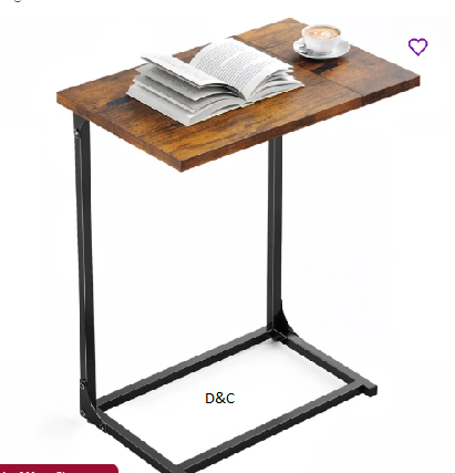 Gilsum Wood C Table End Table with Metal Base for Sofa, Bed Side
