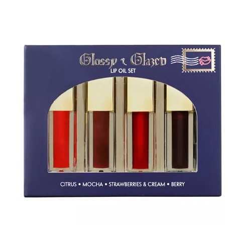 4-Pc. Glossy and Glazed Lip Oil Makeup Set