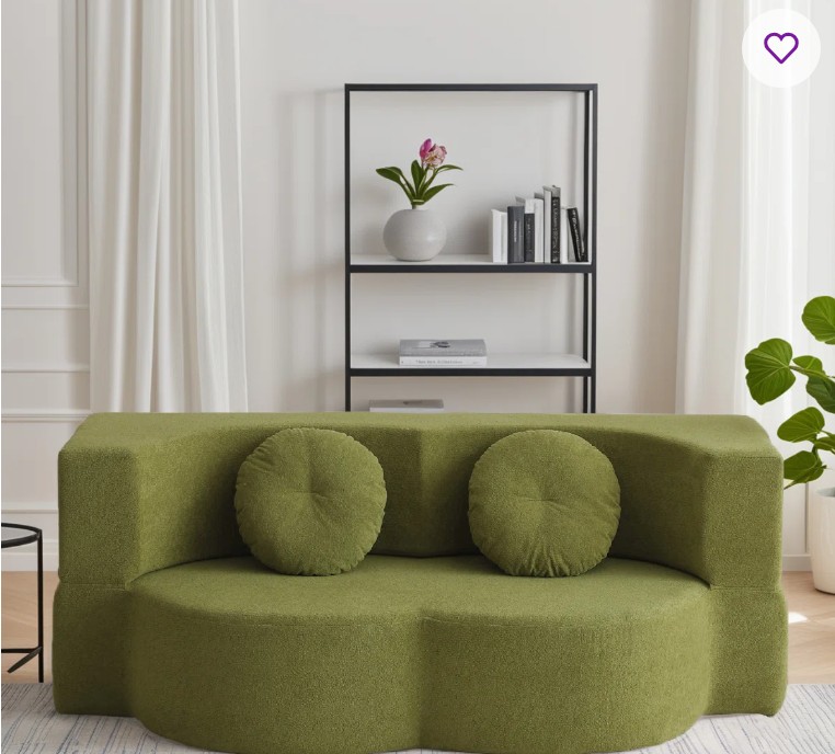 Lozena 75″ Convertible Folding Sofa Bed, Twin Sleeper Sofa with Pillow, Modern Velvet Fabric Floor & Futon Loveseat Couch, No assembly required