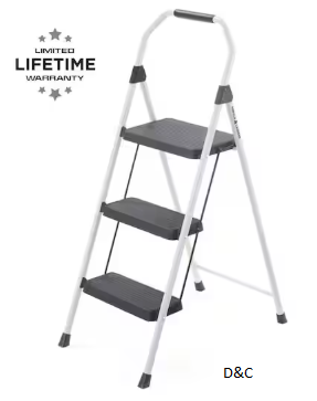 3-Step Compact Steel Step Stool with 225 lb. Load Capacity Type II Duty Rating (8ft. Reach Height)