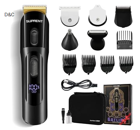 SUPRENT Beard Trimmer for Men – 16 Pieces Mens Grooming Kit with Electric Beard Trimmer, Adjustable Hair Trimmer, Hair Clippers, Razors for Beard, Hair, Body, Groin, Nose & Ear, Waterproof IPX7