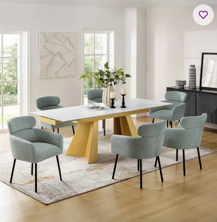 Orletta 7-Piece 94.5″ Extendable Dining Table With Dining Chairs Set