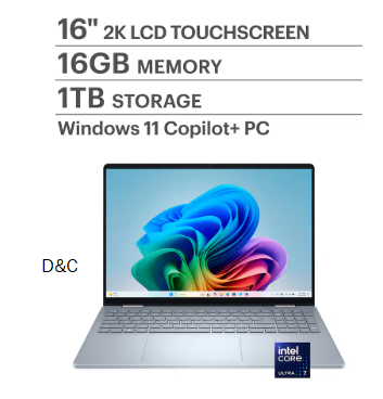 Dell – Plus – Copilot+ PC – 16″ 2K 2-in-1 Touchscreen Laptop – Intel Core Ultra 7 256V 2024 – 16GB Memory – 1TB Storage – Ice Blue