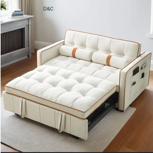 55.5-Inch Modern Pull-Out Convertible Sleeper Sofa Bed