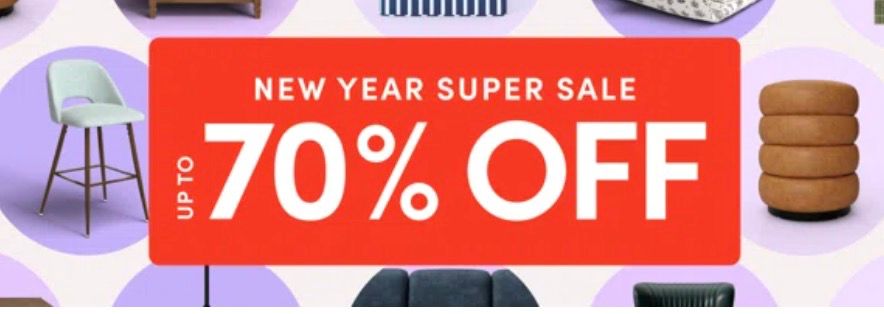 Wayfair New Year Super Sale: Up to 70% Off Sitewid