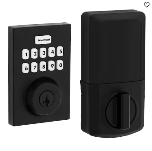 Powerbolt 250 Matte Black Single Cylinder Smart Lock Deadbolt with 10-Button Keypad Featuring SmartKey Security