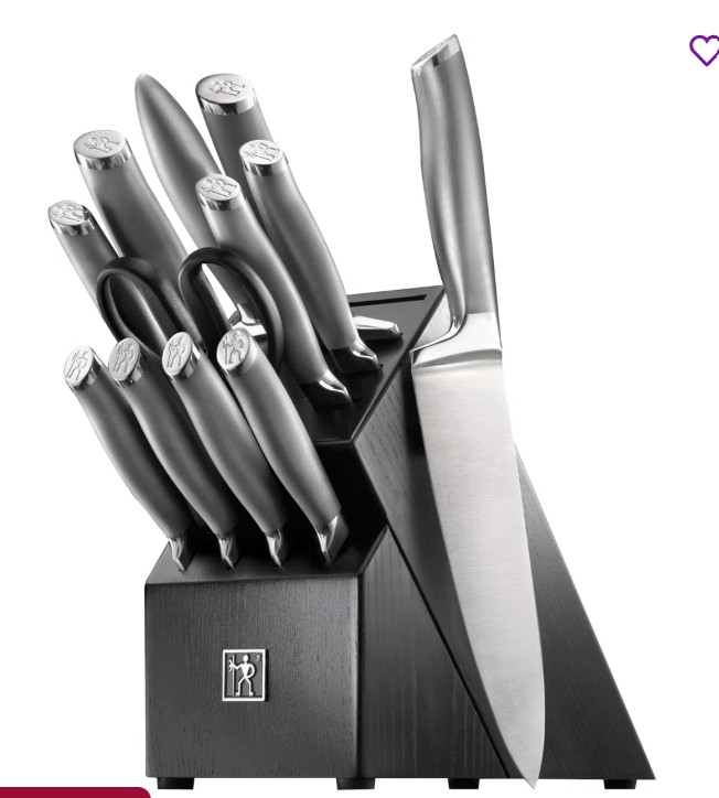 HENCKELS Modernist 13-Piece Knife Set with Block, Chef Knife, Paring Knife, Steak Knife, Black, Stainless Steel
