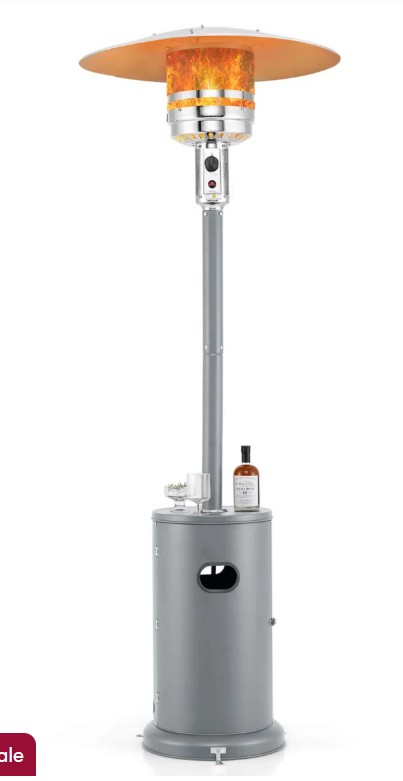 50,000 Btu Patio Heater With Wheels Round Table Design & Stainless Steel Burner