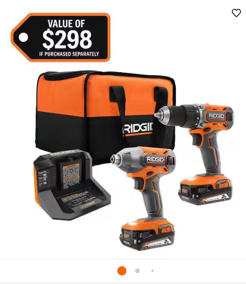 18V Cordless 2-Tool Combo Kit with Drill/Driver, Impact Driver, (2) 2.0 Ah Batteries, and Charger
