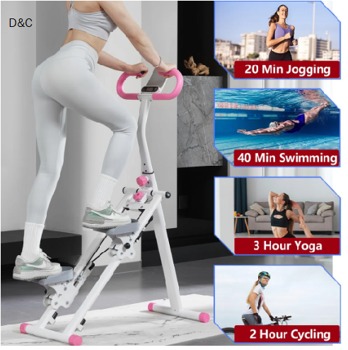 Foldable Vertical Stepper For Home Use Cardio Training Equipment For Full-body Workouts Adjustable Handlebars And Pedals Weight Capacity 300 Lbs