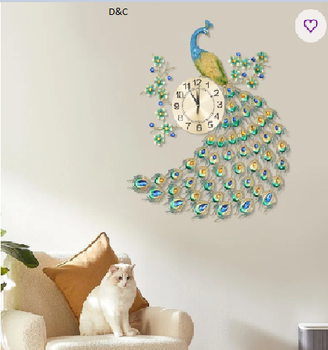Domagala Luxury Peacock Metal Wall Clock