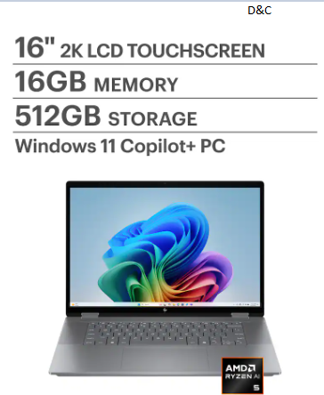 HP – OmniBook X Flip 2-in-1 – Copilot+ PC – 16″ 2K Touch-Screen Laptop