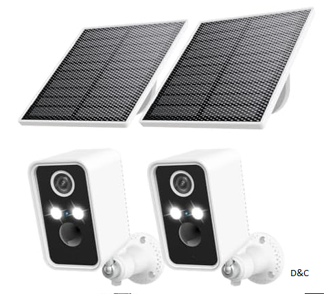 3-Link Solar Security Cameras, 2 Pack