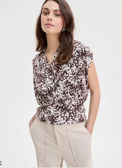Women’s Printed Ruched-Shoulder Top