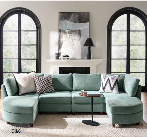 Dayman 6-Piece Modern Storage Convertible Sectional Sofa with End Table