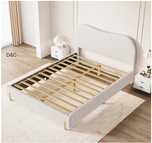 Jozetta Queen Bed Frame with Headboard,Queen Size Platform Bed Frame with Fabric Upholstered Headboard and Wooden Slats Support