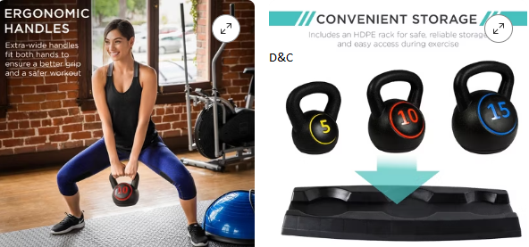 Best Choice Products 3-Piece Kettlebell Set with Storage Rack, Exercise Fitness Concrete Weights 5lb, 10lb, 15lb