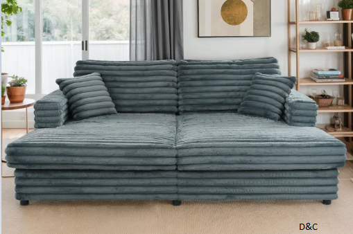 Mercer41 Oversized 86″ Double Chaise Lounge Sofa Chair Indoor, Upholstered Plush Corduroy Lounge Couch