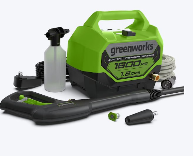 Greenworks 1800-PSI 1.2-GPM Cold Water Electric Pressure washer with 2 Spray Tips
