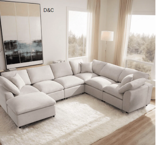 Latitude Run Oversized Modular Sectional Sofa, Shariff 7 Seat U Shaped Cloud Couch