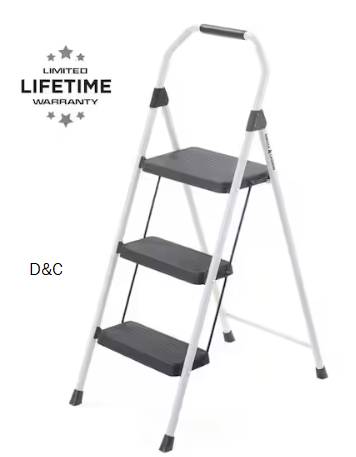 3-Step Compact Steel Step Stool with 225 lb. Load Capacity Type II Duty Rating (8ft. Reach Height)