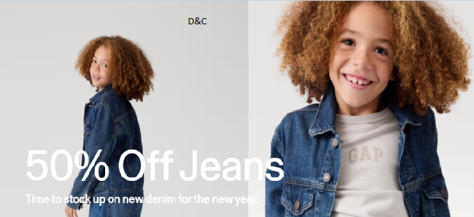 GAP – 50% Off Jeans + free shipping