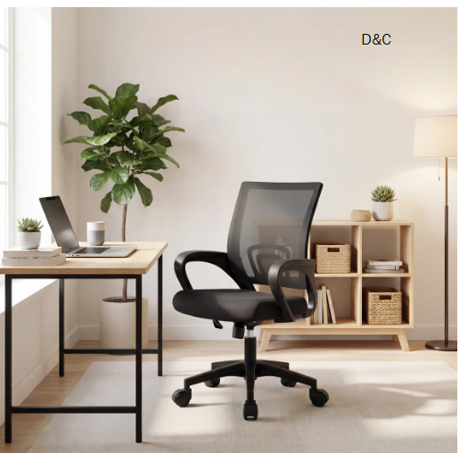 Ergonomic Swivel Home Office Chair Adjustable Lumbar Support, Height, and Tilt Function, Comfortable Design for All-Day Productivity