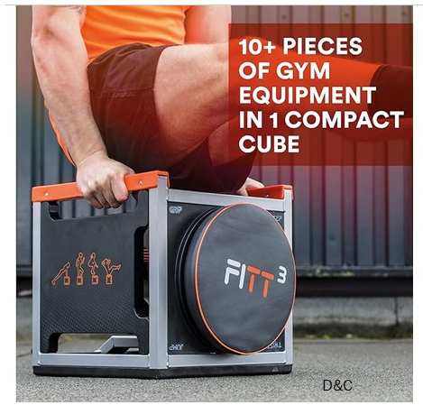 FITT Cube Total Body Workout, High Intensity Interval Training Machine Machine with 2 Cords & 3 Bands
