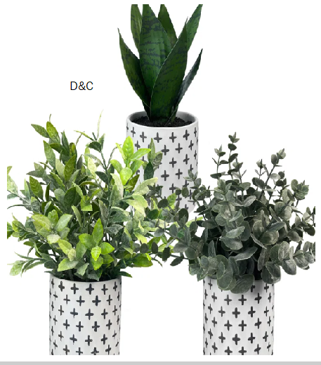 9.84” Faux Plant in Ceramic Pot (Set of 3)