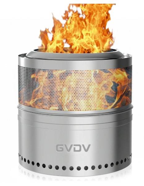 GVDV 18″ Fire Pit for Camping Smokeless, Collapsible Stainless Steel Heater with Bag