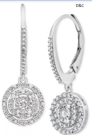 Diamond Circle Leverback Drop Earrings (1/4 ct. tw) in Sterling Silver, Created for Macy’s