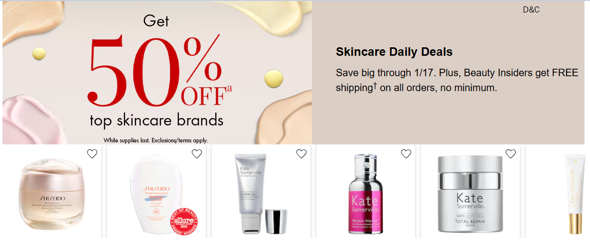 Sephora skin care50% off Today only