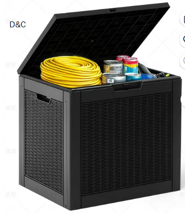 Gianna 31 Gallon Resin Deck Box, Waterproof UV Resistant Outdoor Storage Box for Garden, Indoor，Wisteria Black