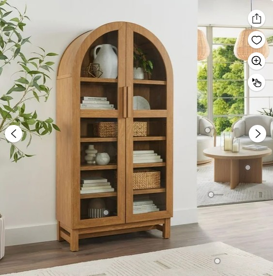 Better Homes & Gardens Juliet Arch Accent Cabinet, Light Honey Finish