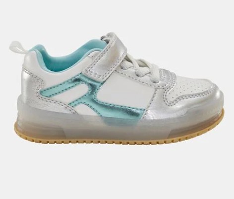 Toddler Light Up Metallic Sneakers – Silver/Aqua
