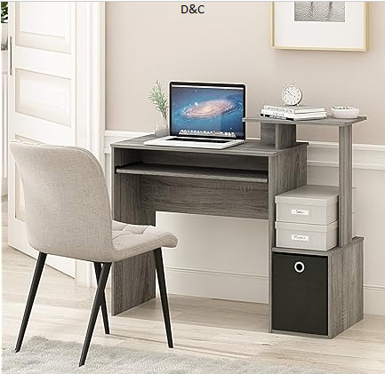 Furinno ECON Desk, Gaming Desk with Keyboard Tray, Computer Desk