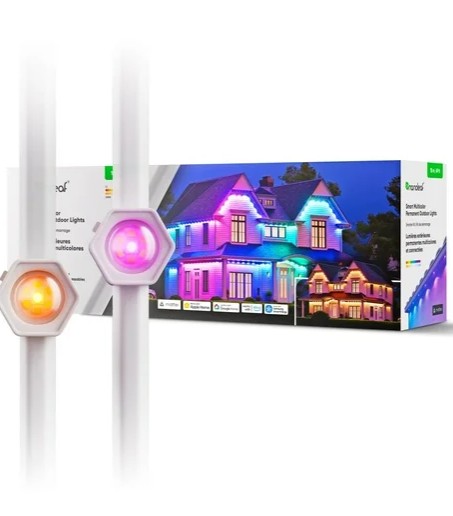 Nanoleaf Essentials Matter Smart Multicolor Permanent Outdoor Lights (49ft) – Plug-in Rgbicw LED Pucks