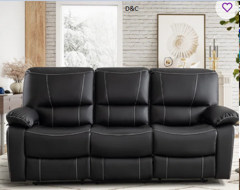 Nickki 81.5″ Wide Faux Leather Manual Reclining Sofa, 3 Seater Recliner Sofa