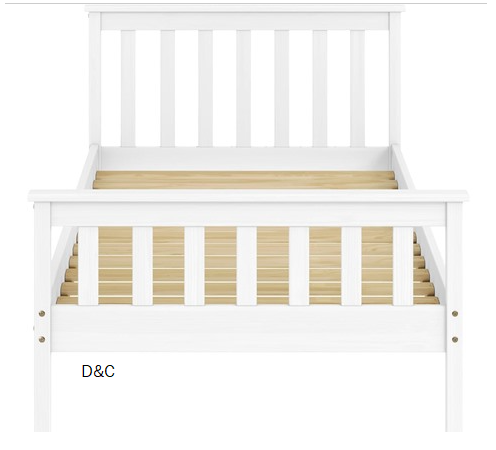 Cesgyfut Twin Bed Frames with Headboard, Solid Wooden Platform Bed with Corner, Modern Low Profile Bed Frame, No Box Spring Needed, White