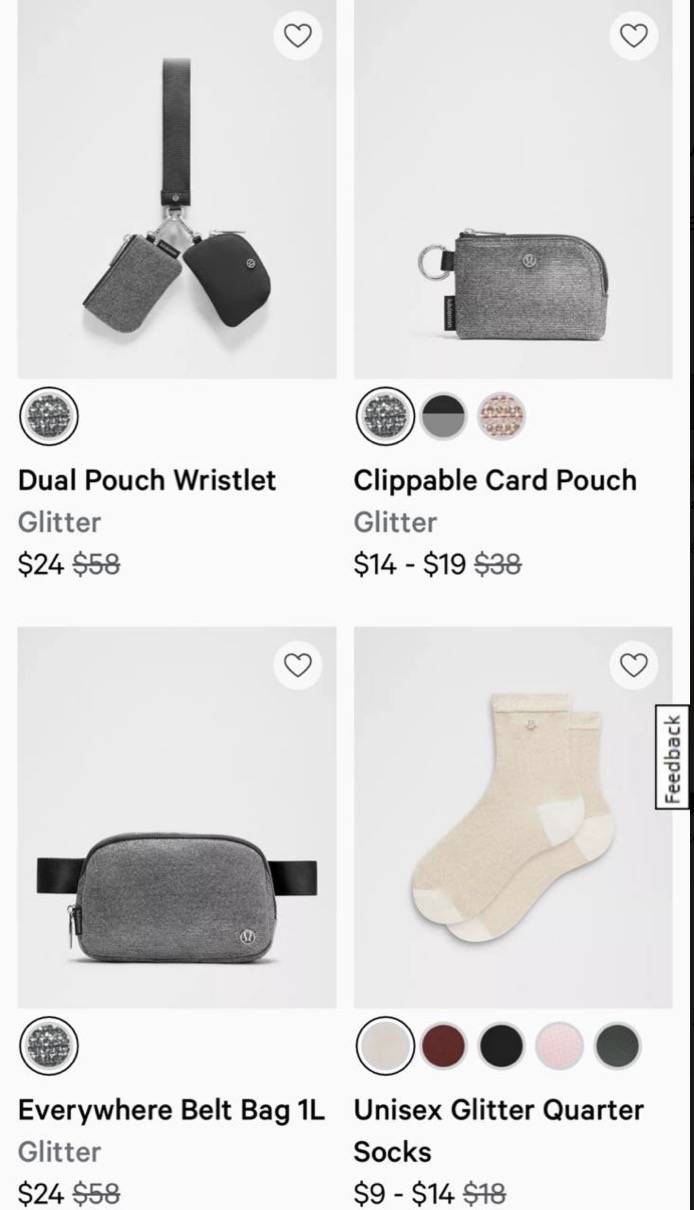 Lululemon, get glitters for as low as $14!