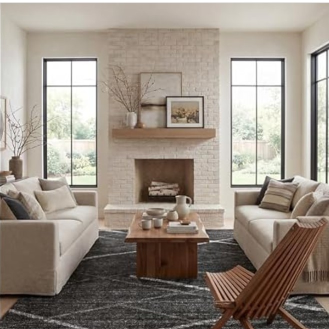 nuLOOM 5×8 Thigpen Contemporary Area Rug, Charcoal, Abstract Lines, Non-Slip Backing, Stain Resistant, For Bedroom, Dining Room, Living Room, Hallway, Office, Kitchen, Entryway