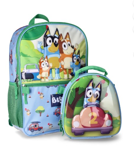 BBC Bluey Family Trip Kids 17″ Laptop Backpack 2-Piece Set with Lunch Bag, Multi-Color