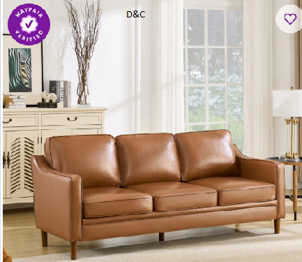 Azriah 80.31” Faux Leather Square Arm Sofa
