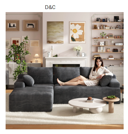 104″ Cloud Sectional Couch with L-Shape Chaise, Modern Modular Sofa with Deep Seat