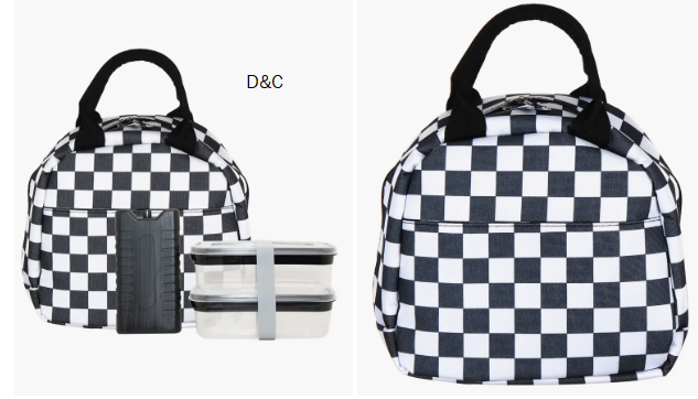 Checkered 7-Piece Dome Insulated Lunch Bag Set
