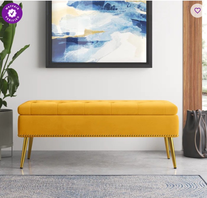 Kajana Transitional Velvet Upholstered Flip Top Storage Bench