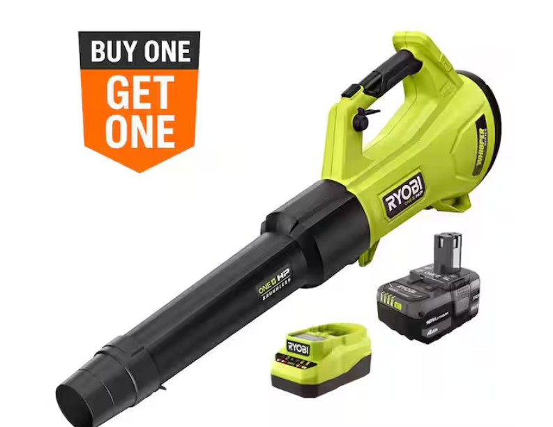 BOGO OFFER on Ryobi Cordless Battery Leaf Blower with 4.0 Ah Battery and Charger