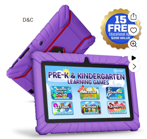 Contixo 7″ Kids Tablet 2025 Model with Epic! & Lingokids, Educational Android Tablet for Kids 3-12, 32GB, Parental Controls, Kid-Proof Case – Purple